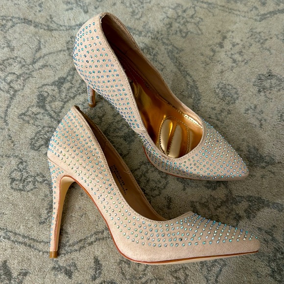 Anne Michelle Pink Rhinestone Stilettos - Picture 2 of 11